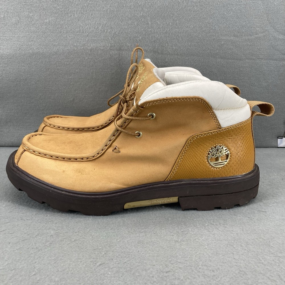 Timberland Men's Size 10 Nubuck Moc Toe Ankle Boots with Gold Plate Sole
