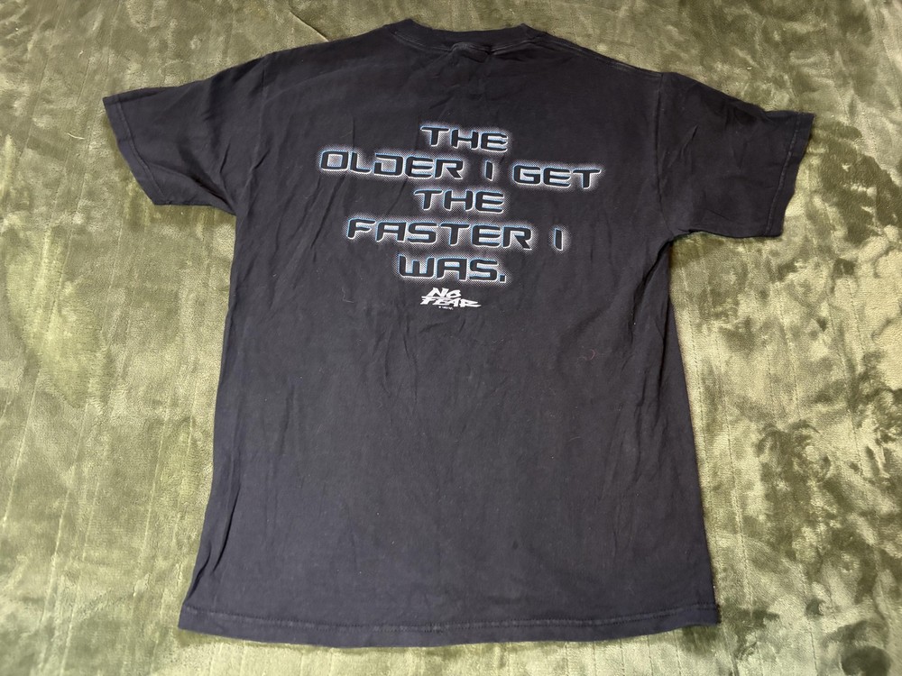 Vintage No Fear Shirt Mens Medium Black Older I Get Faster I Was 90s Graphic Tee