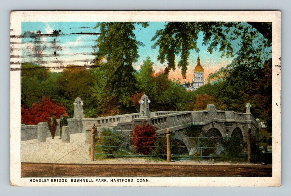 Hartford CT-Connecticut, Hoadley Bridge, Bushnell Park c1925 Vintage Postcard