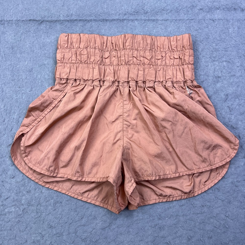 FP Movement The Way Home Womens M Peach Lined High Waist Boxer Activewear Shorts