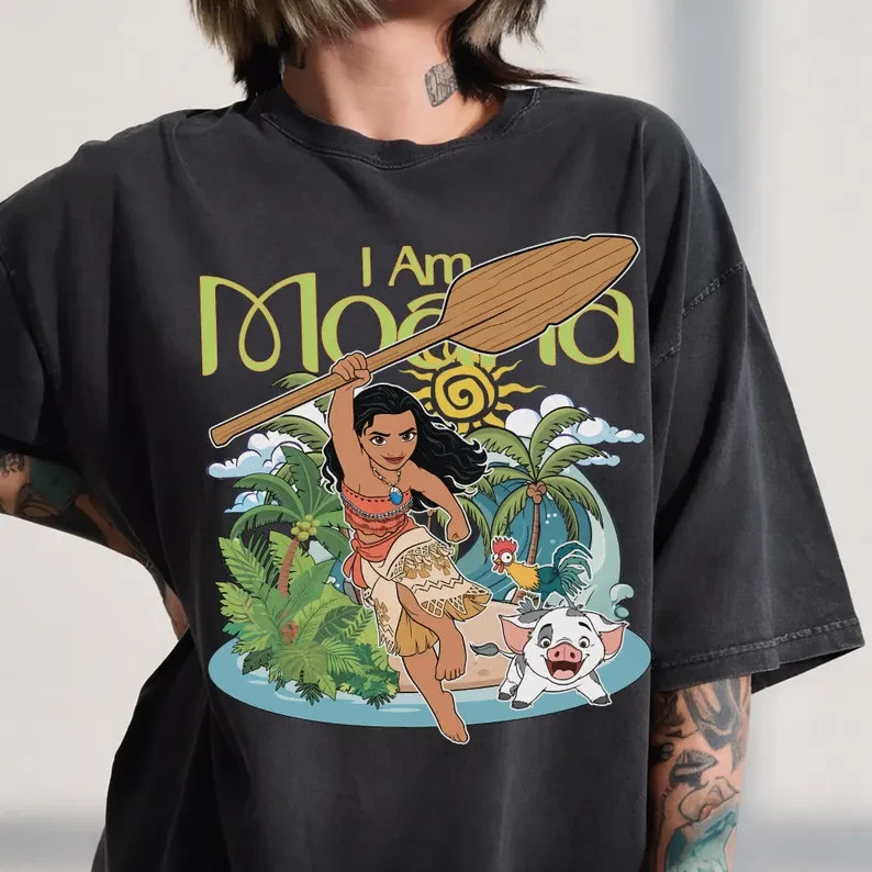 I Am Moana Floral T-shirt, Moana Princess Shirts, Pua Pig and Hei Hei Tee