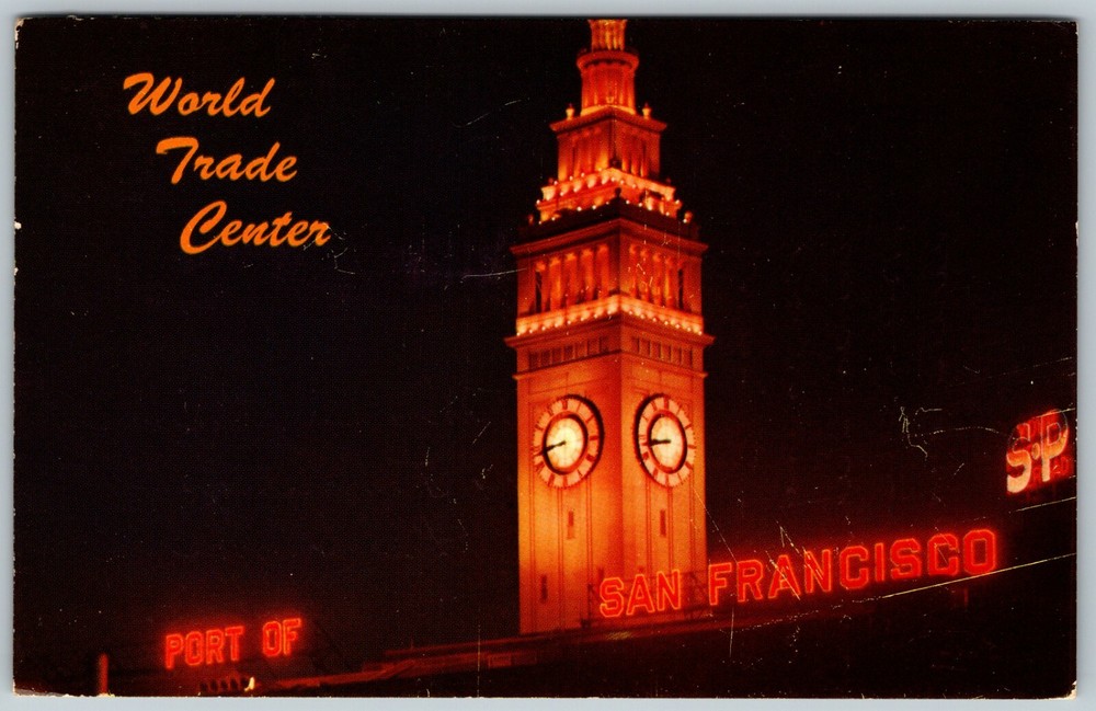 Ferry Building At Night, World Trade Center, San Francisco, CA - Postcard