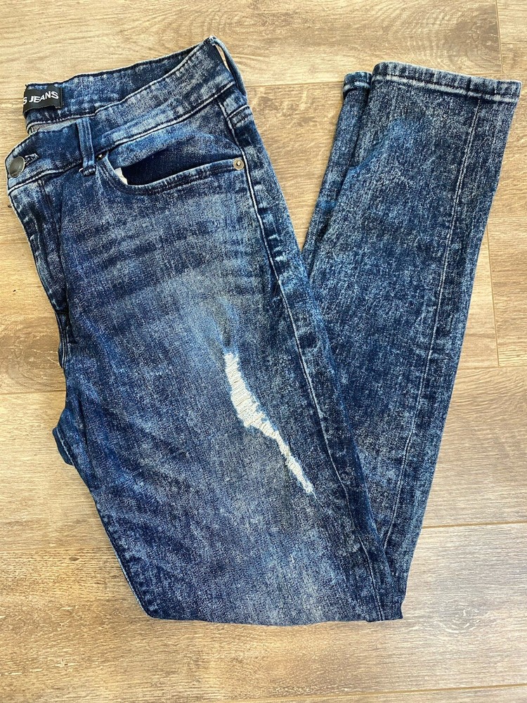 Express Women's Size 12R Mid Rise Dark Wash Distressed Stretch Jean Legging
