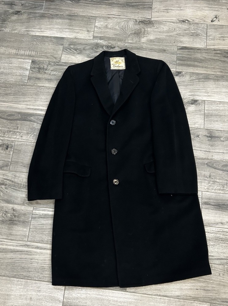 Vintage 100% Cashmere Bruce Douglas Black Overcoat  Glass & Lieberman Brooklyn