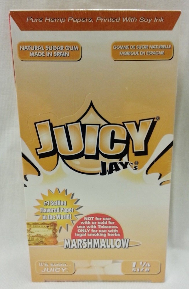 1 Box Juicy Jay’s 1 1/4 Marshmallow Rolling Papers 24 Packs Free Shipping