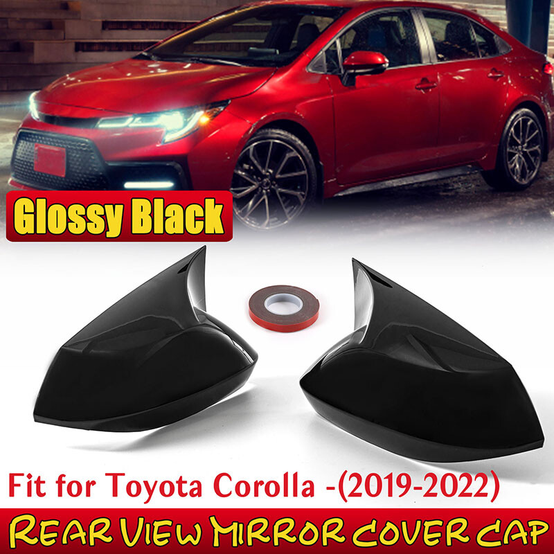For Toyota Corolla 2019-23 Gloss black Side Door Rearview Mirror Cover Trim Cap