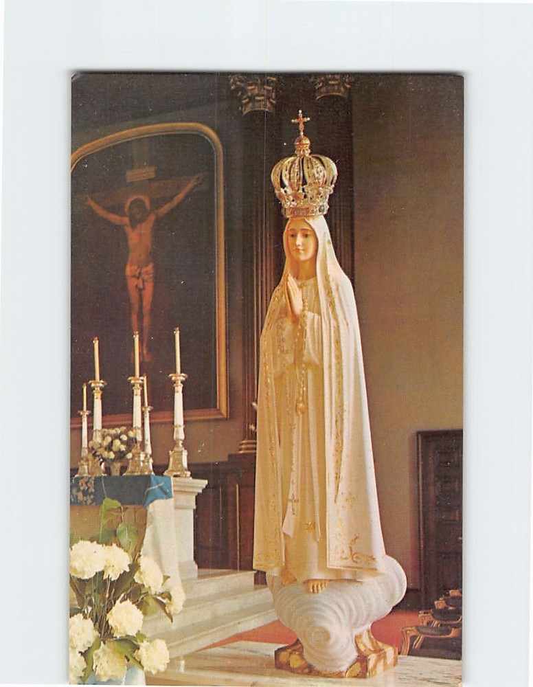 Postcard Statue of Our Lady of Fatima Basilica of St. Louis King of France MO