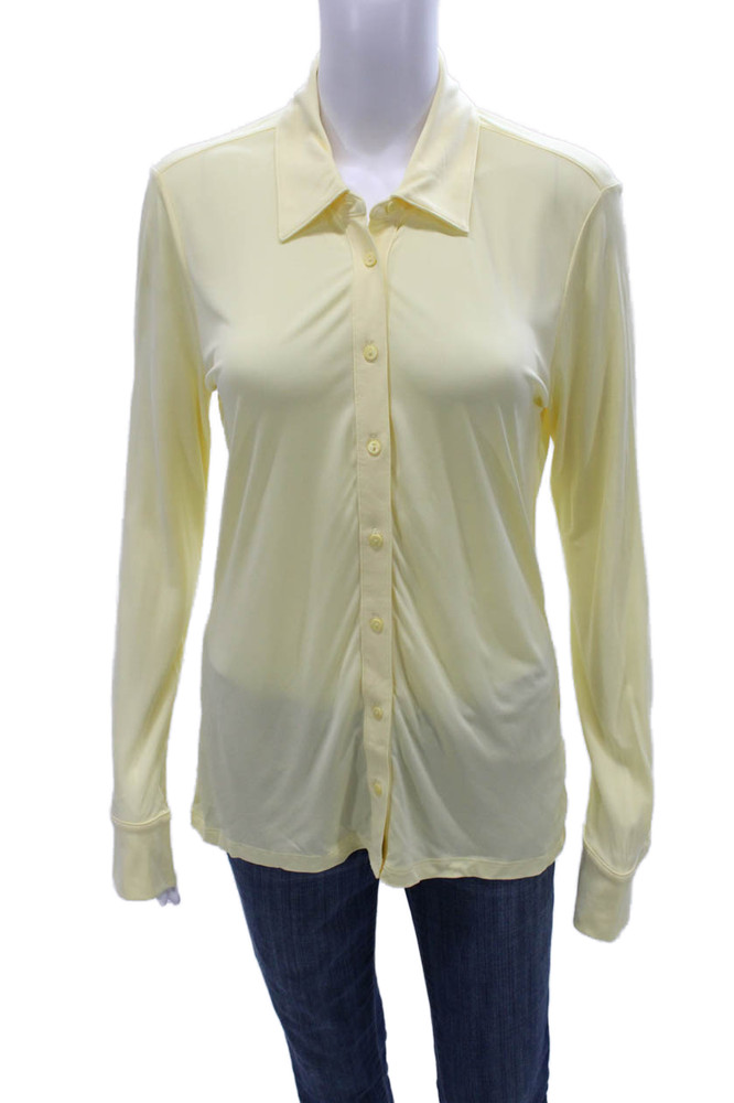 Banana Republic Womens Button-Up Collared Rayon Yellow Long Sleeve Size MFree Shipping in US $100+ Orders | $6.95 Orders Below