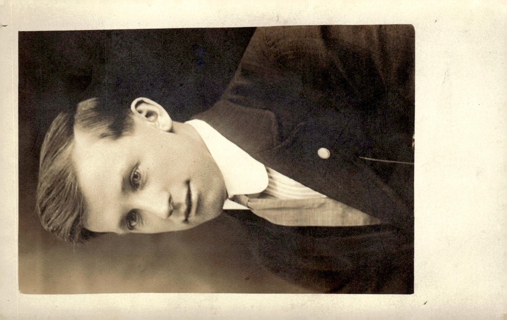 C1910 Antique Young Man Edwardian Studio Portrait Real Photo Postcard RPPC