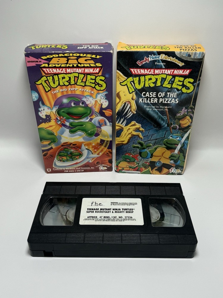 Lot of 3 Cartoon VHS Teenage Mutant Ninja Turtles 1980s Vintage