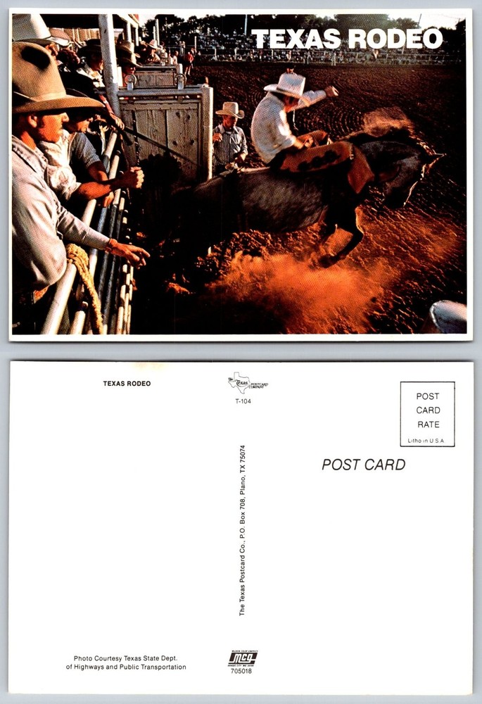 Vintage Texas Rodeo Postcard Bull Riding Cowboy Action Litho Chrome