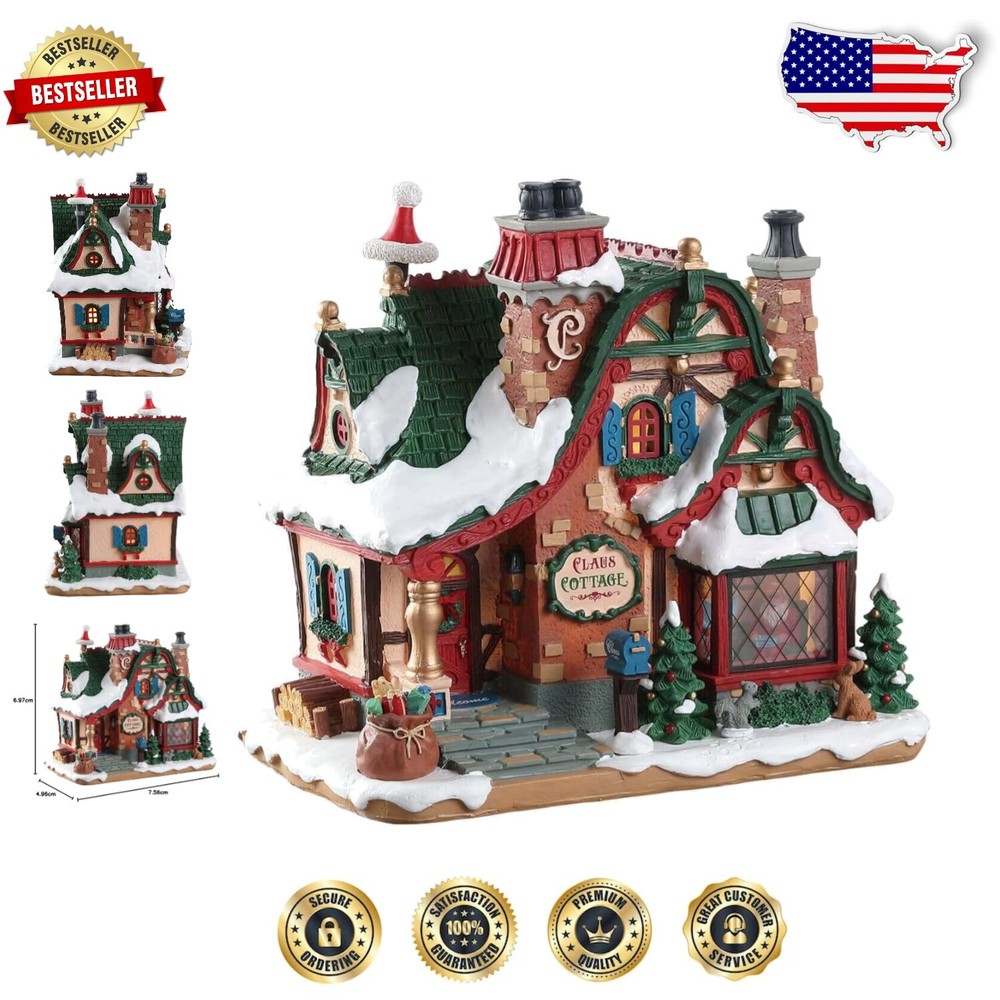 Whimsical Light-Up Santa Claus Cottage Christmas Tabletop Decoration  -image
