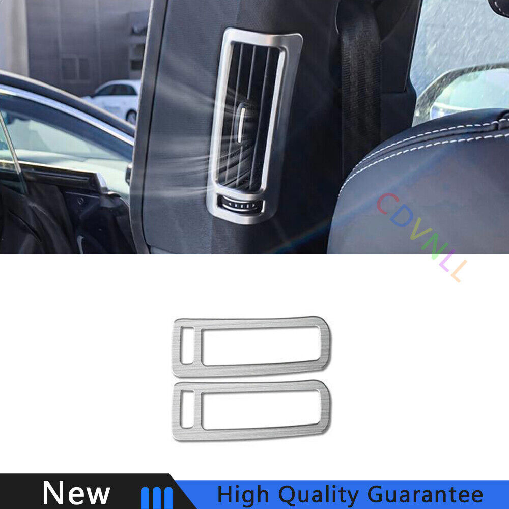 Fit For Audi Q7 2020-2023 Silver Titanium B Pillar Vent Air Outlet Frame Trim 2*