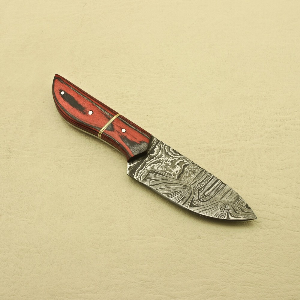 Vintage Handmade Damascus Steel Hunting Fixed Blade Knife With Sheath