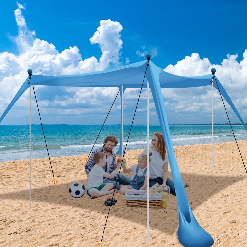 Beach Tent, Beach Canopy UPF50+ with Sandbags, Outdoor Shade 11x11 FT, Campin...