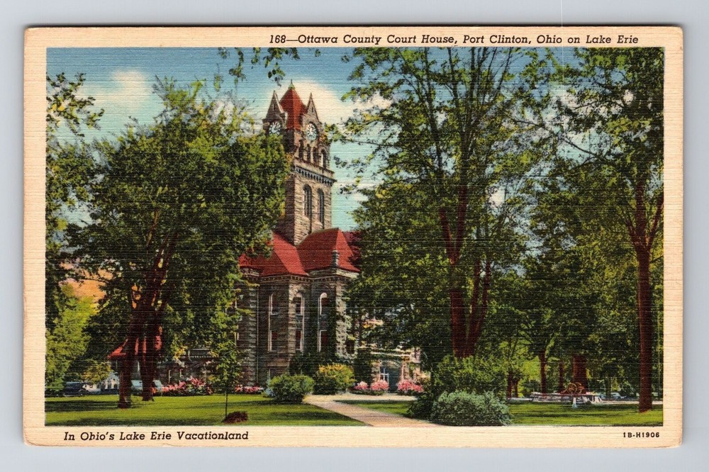 Port Clinton OH-Ohio, Ottawa County Courthouse, Vintage Postcard