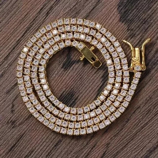 4mm Lab Diamond Tennis Necklace in 14k Gold Plated 18