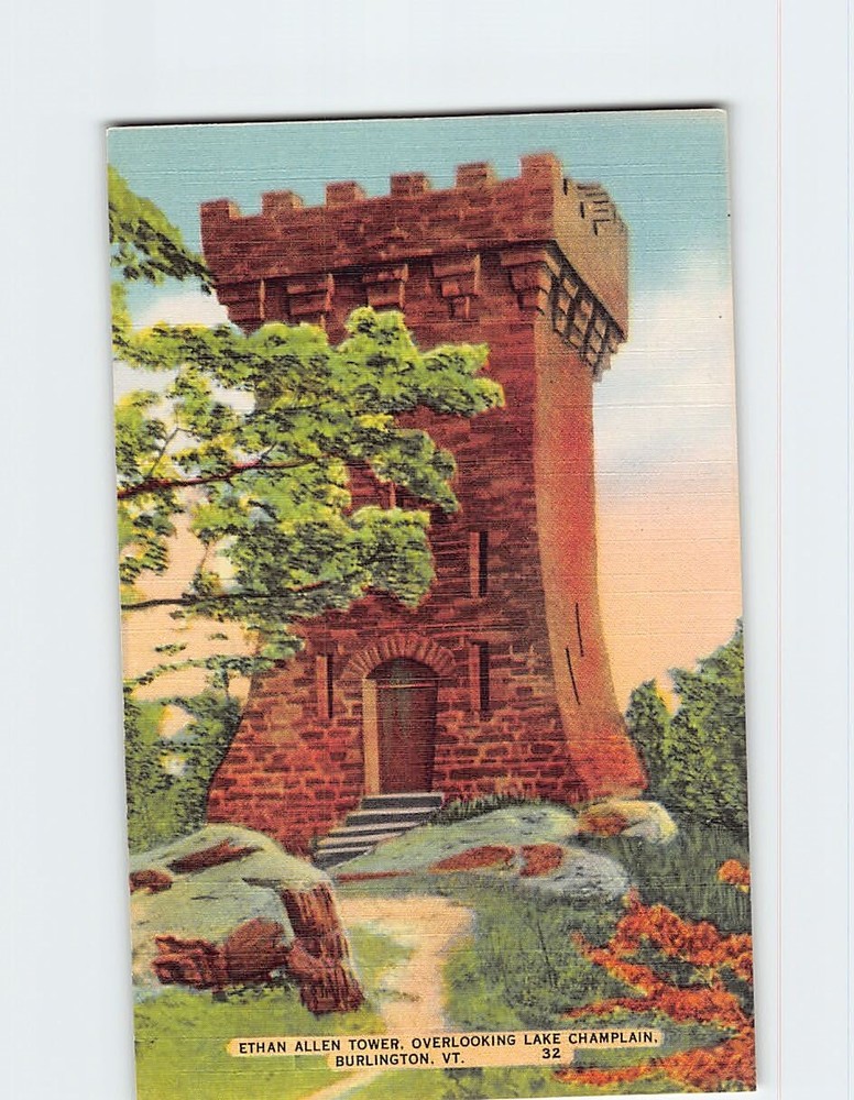 Postcard Ethan Allen Tower Overlooking Lake Champlain Burlington Vermont USA