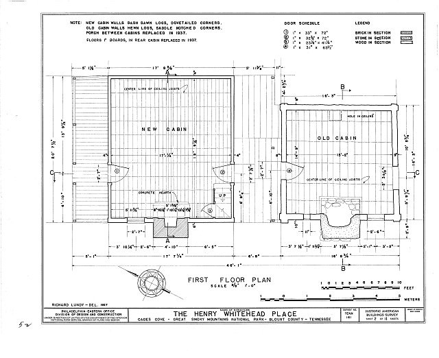 Photo:Townsend Tennessee Henry Whitehead Place HABS First Floor Plan 1937
