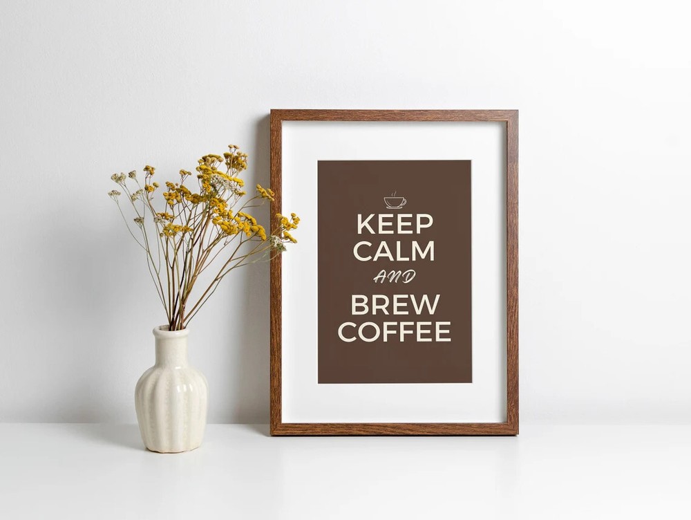 Keep Calm and Brew Coffee Wall Art Poster Premium Quality Choose your Size