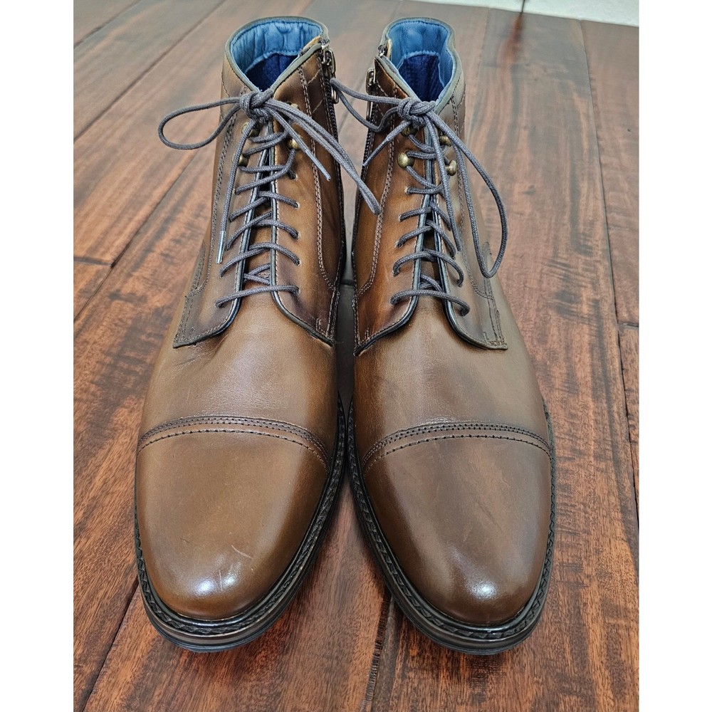 Johnston & murphy cap toe brown boots  men size 11.5
