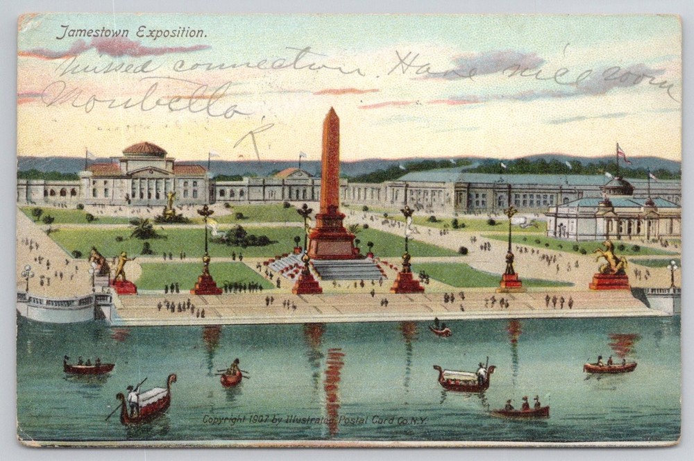 1907 Jamestown Exposition Norfolk VA Obelisk Monument Postcard Posted
