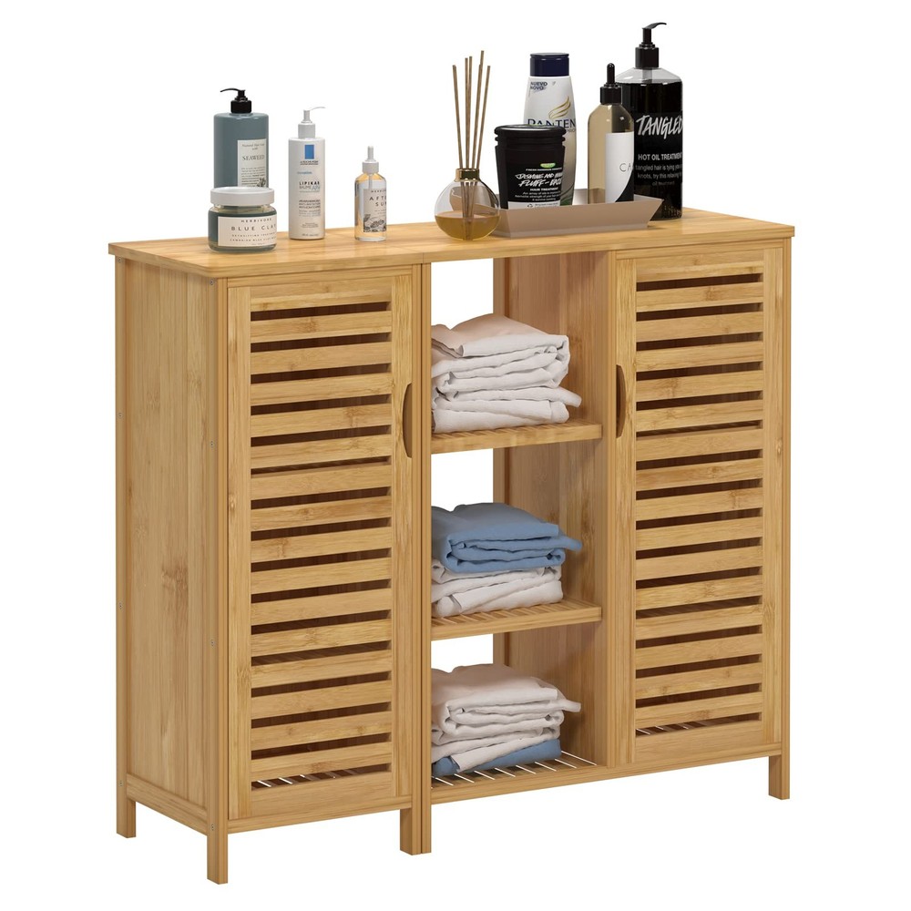 Soges 39.3-Inch Bathroom Floor Cabinet with 2 Doors & 3-Tier Storage
