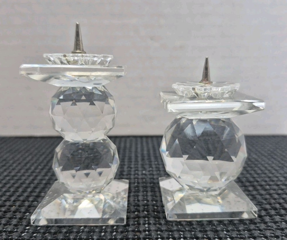 2 Vintage Swarovski Crystal Candle Holders- See Notes
