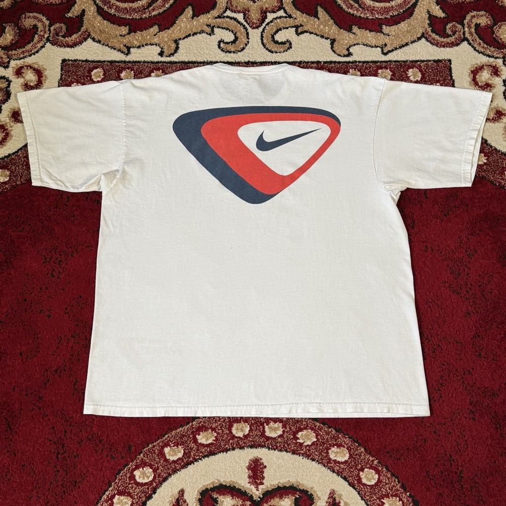 Vintage 90s Nike Retro Logo Big Swoosh Graphic T Shirt Size XL Made In USA