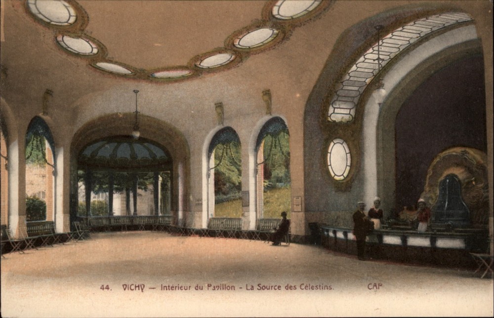 Vichy Interior du Pavillon La Source des Celestins vintage postcard s611
