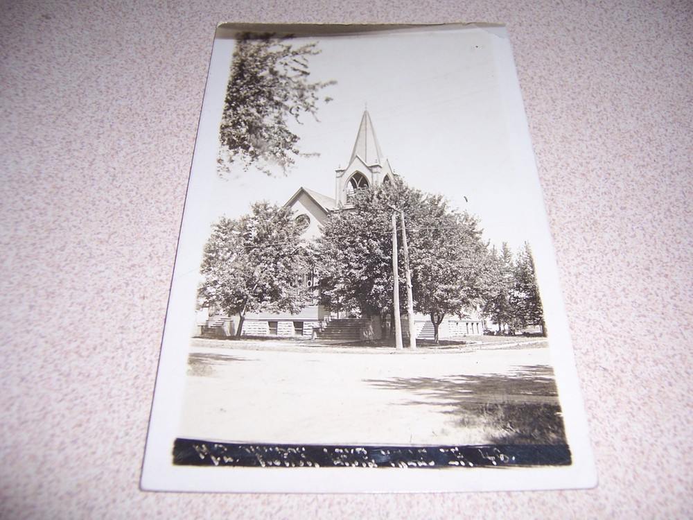 1912 Asbury United Methodist Episcopal Church, Lake Mills, Iowa Rppc Postcard