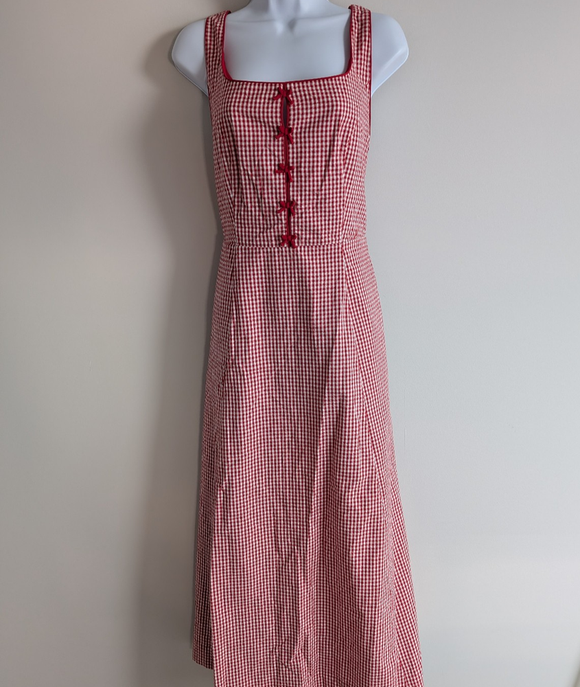 Rachel Zoe Midi Dress Womens 12 Gingham Plaid Cottage Milkmaid Homestead Coastal