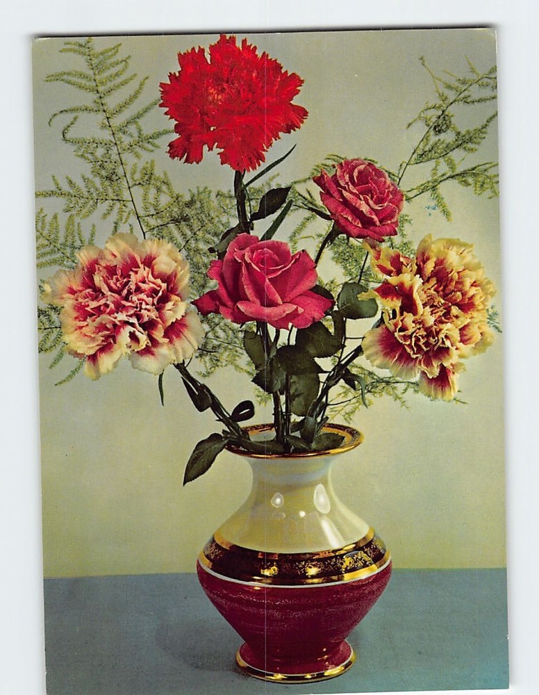 Postcard Flowers on a Vase Art Print