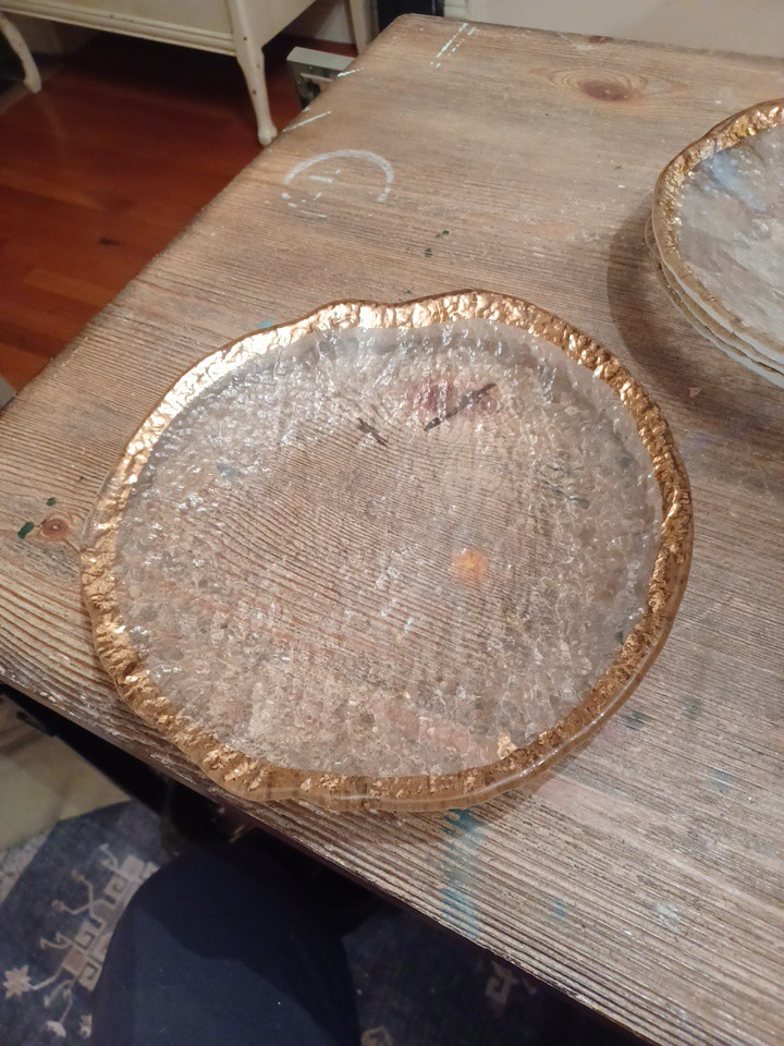 VTG 1950’s Crystal Glacier Italian Glass Gold Rim 10