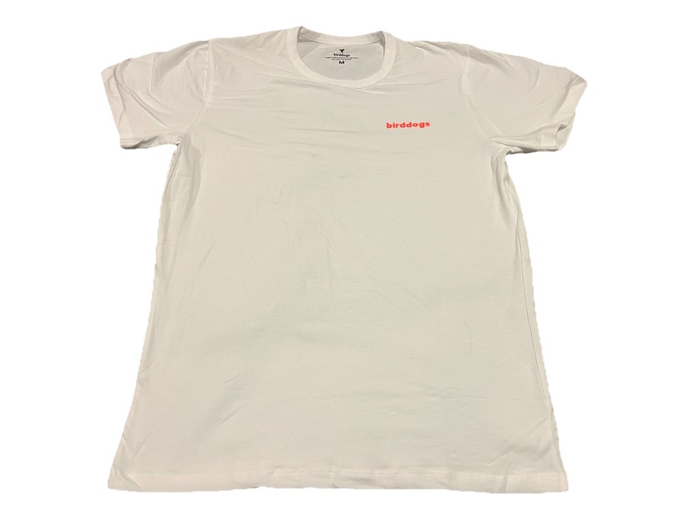Bird Dogs White Short Sleeve Logo Casual Crew Neck Tee Shirt Size Medium