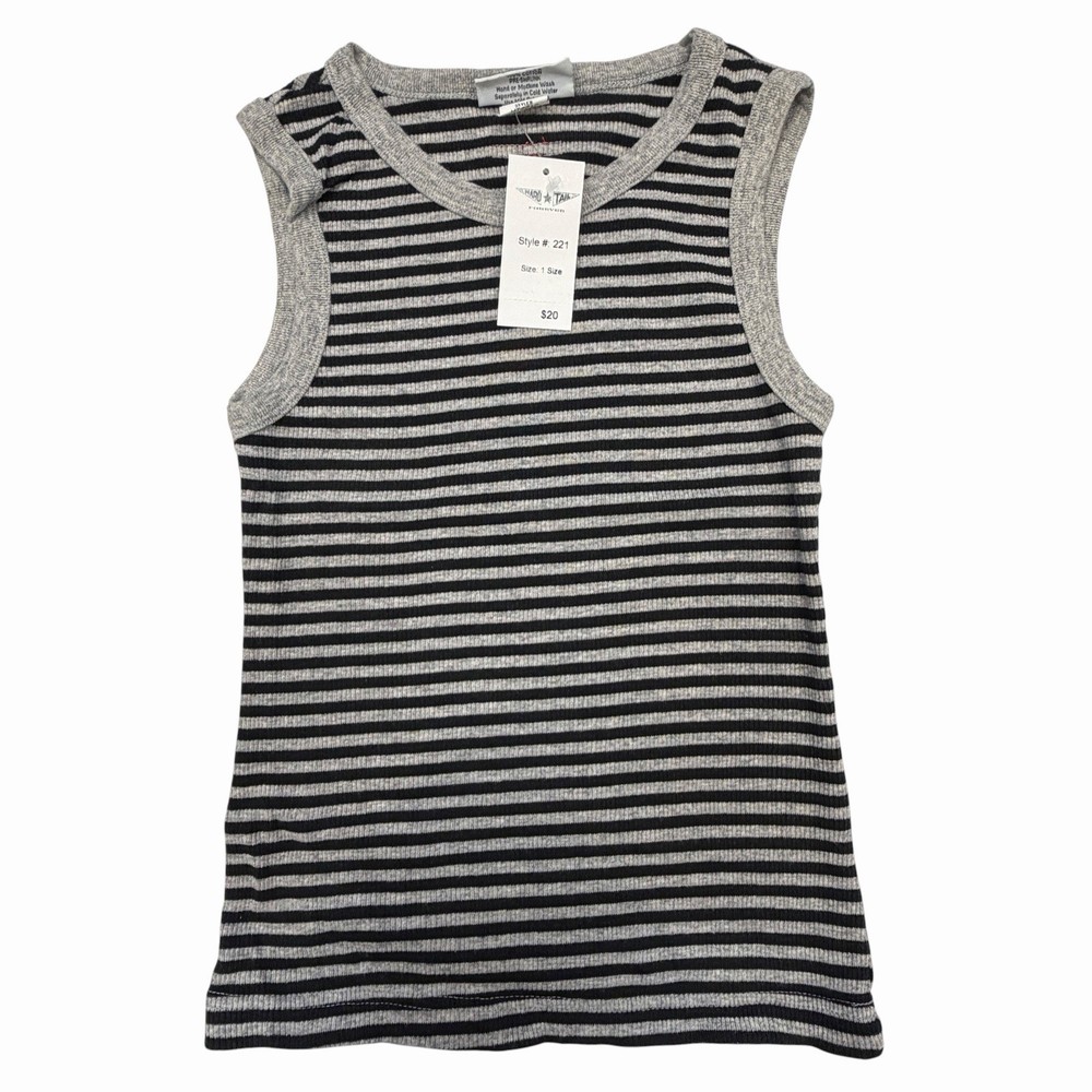 Hard Tail Forever Tank Top Women One Size Y2K Ribbed Stripe Knit USA Cotton NEW