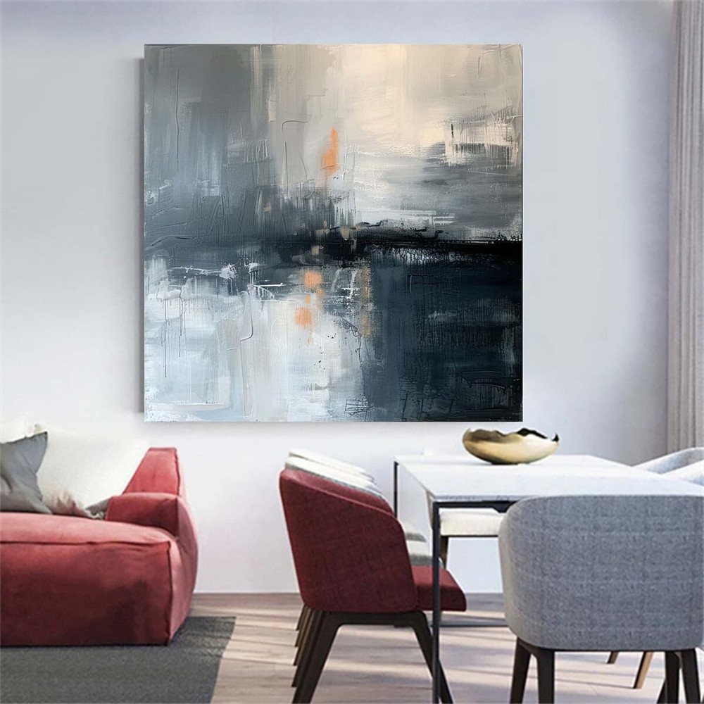 Black abstract oil painting hand painted on canvas Living Room Home 31in