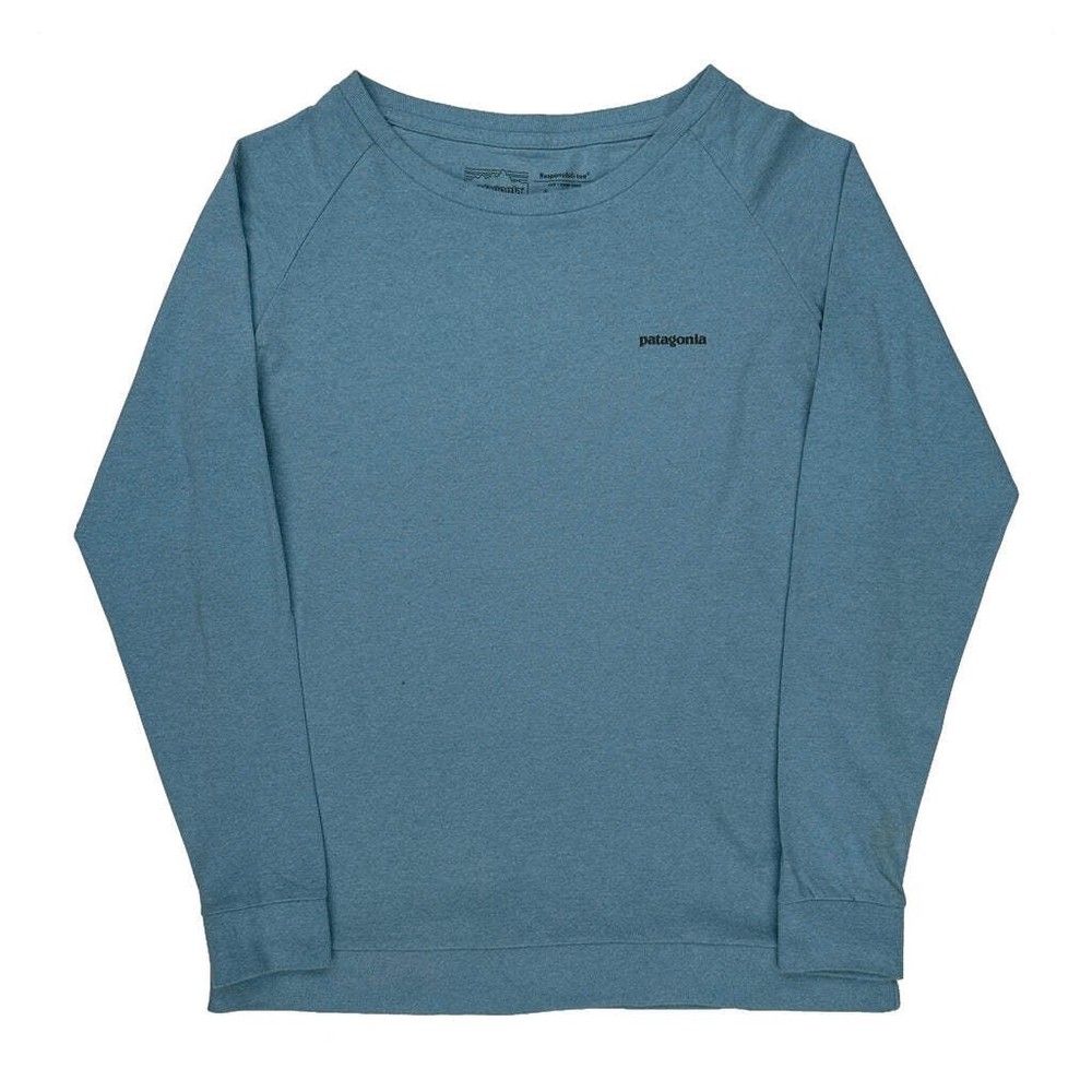 Patagonia Long Sleeve T-Shirt - Small Blue Cotton Blend