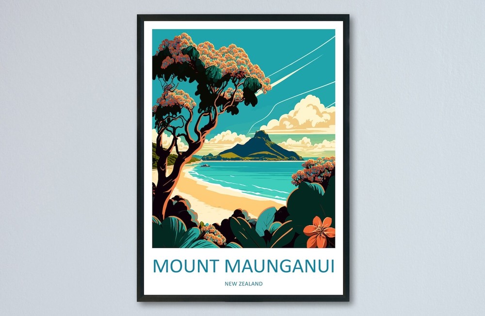 Mount Maunganui Travel Print Wall Art Mount Maunganui Wall Hanging Home Dcor