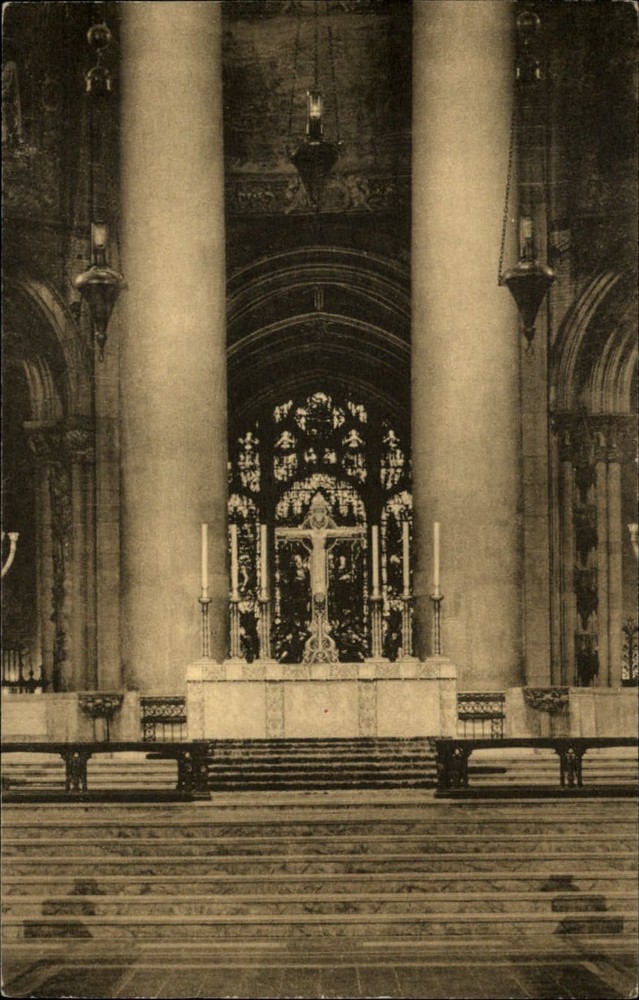 New York Cathedral St John Divine High Altar ~ Albertype vintage postcard