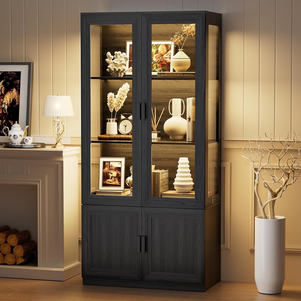 Acrylic Door Display Cabinet with 3 Shelves for Curio Storage