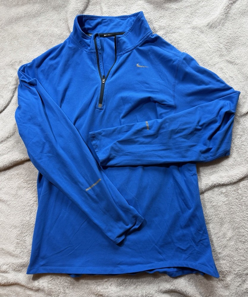 Nike Sweater Mens Large Blue Running Dri Fit Element 1/4 Zip Pullover Active
