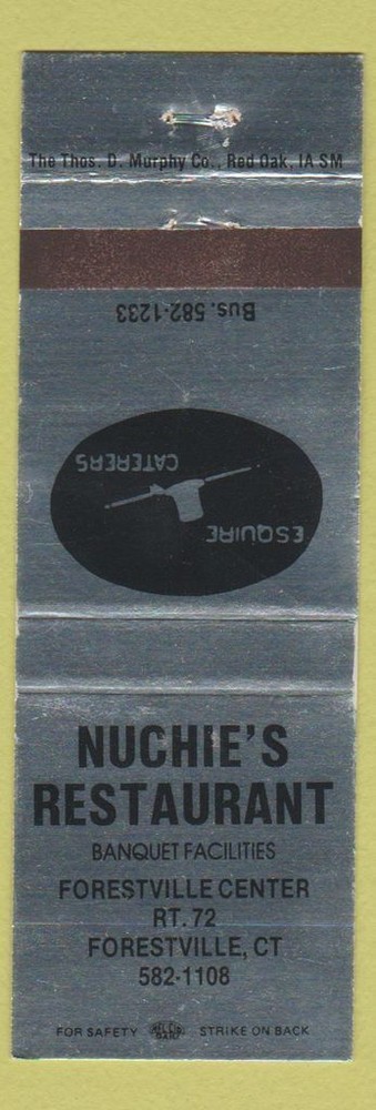 Matchbook Cover - Nuchie's Restaurant Forestville CT