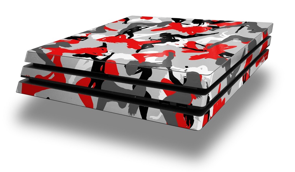 Skin for PS4 Pro Console Sexy Girl Silhouette Camo Red
