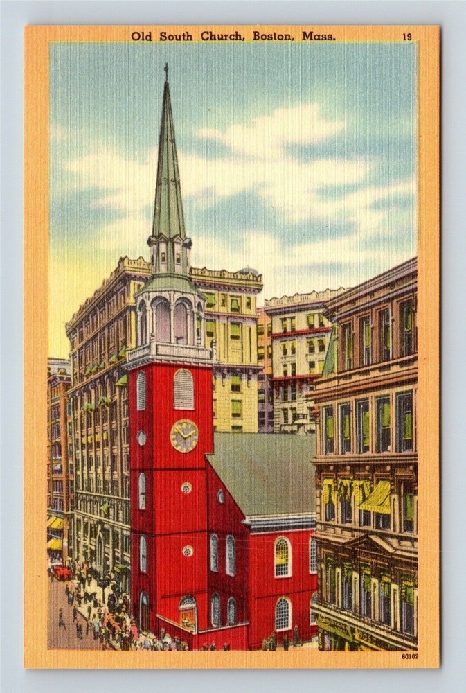 Boston MA, Old South Church, Massachusetts Vintage Postcard