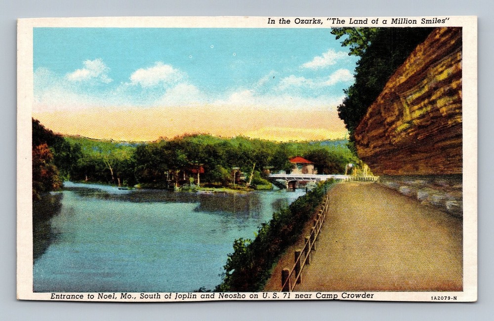 Vintage Postcard Highway 71 Entrance to Noel Missouri Scenic View