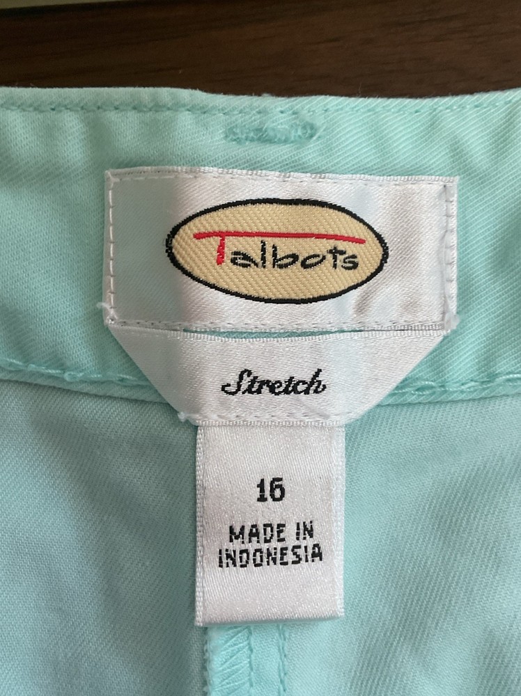 Talbots Womens Size 16 Solid LIGHT AQUA BLUE Stretch Cotton Shorts