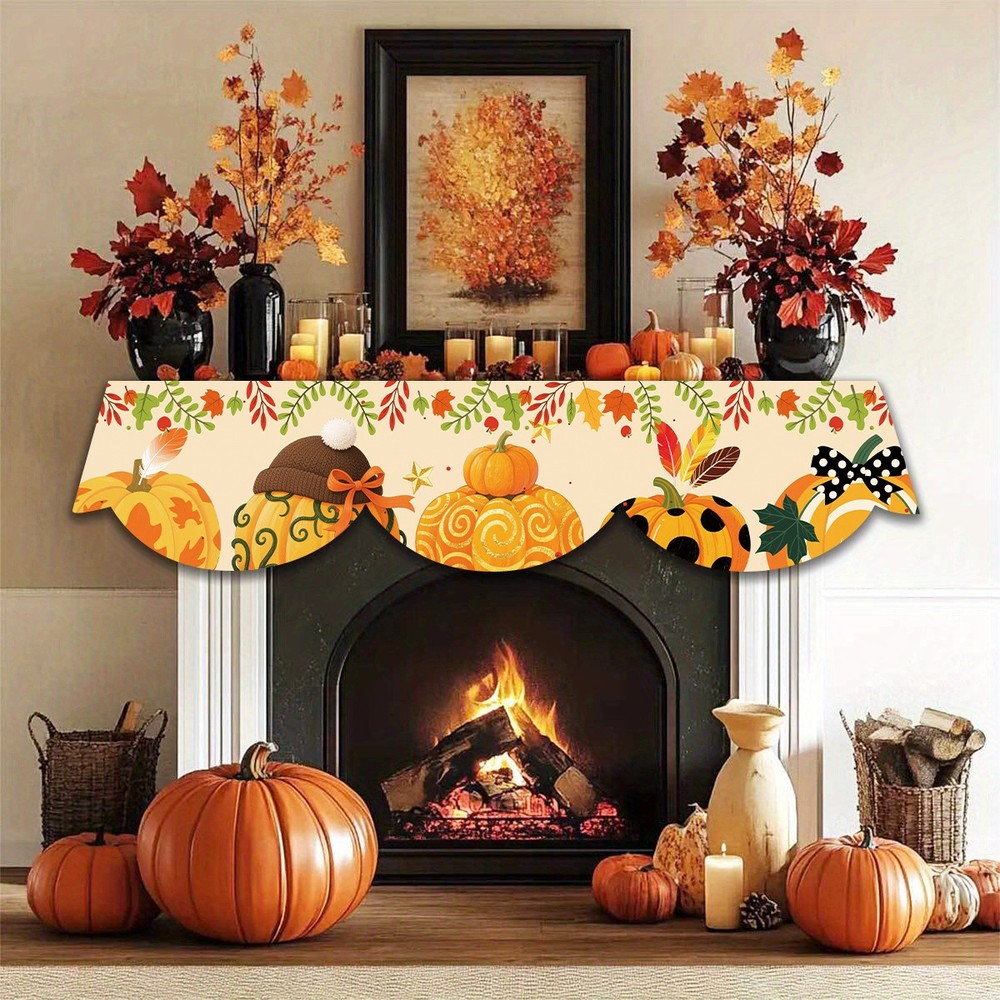 Mantel Scarf Thanksgiving Decor Fireplace Scarf Pumpkin Autumn for Table Window