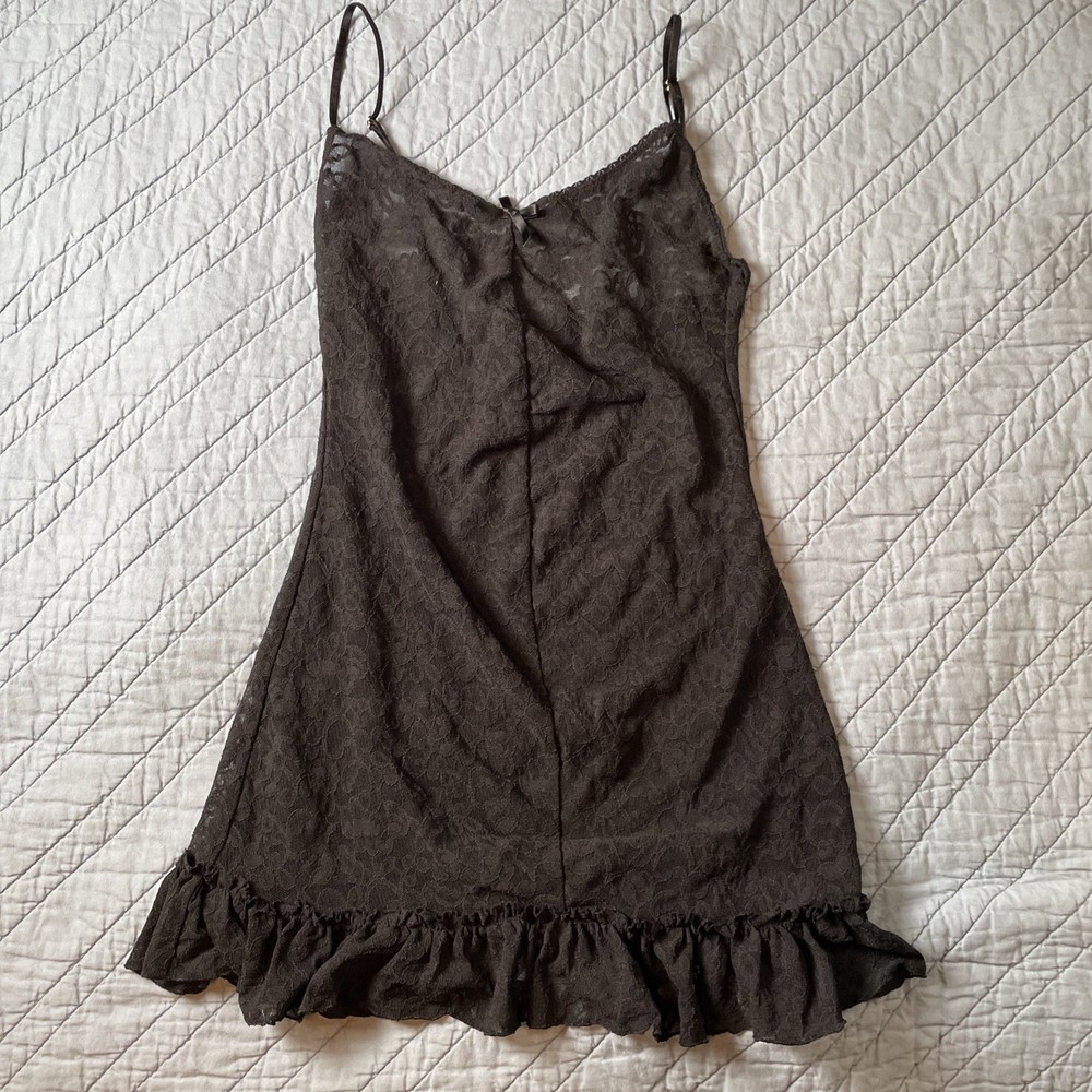 Victoria's Secret The Lacie Lace Baby Doll Slip S Black Bow Ruffle Sexy Romantic
