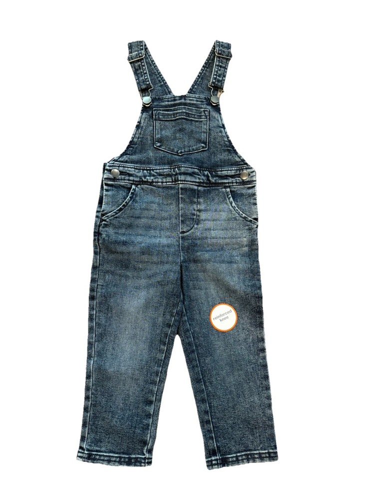 Wonder Nation Baby and Toddler Girl Denim Wonder Nation Overalls, Size 3T